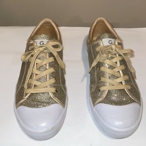 G by Guess Women's Glitter Gold Lace Up Women's Sneakers Size 9.5